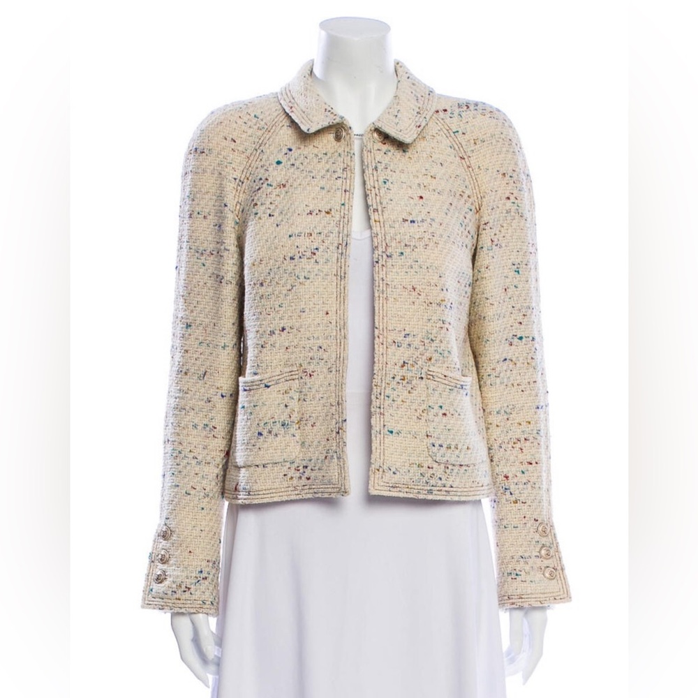 Chanel tweed blazer size fr 40 cream